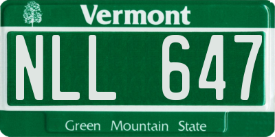 VT license plate NLL647