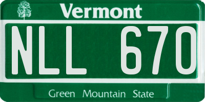 VT license plate NLL670