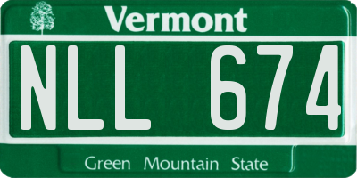 VT license plate NLL674