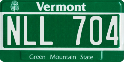 VT license plate NLL704
