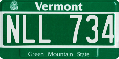 VT license plate NLL734