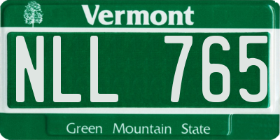 VT license plate NLL765