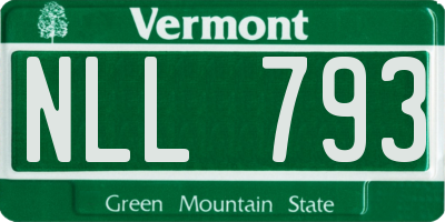 VT license plate NLL793