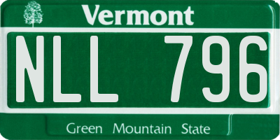 VT license plate NLL796