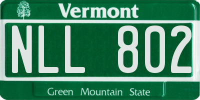 VT license plate NLL802