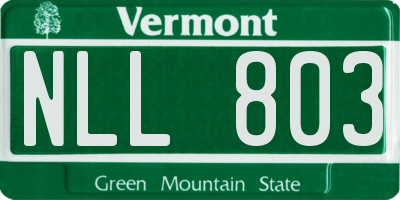 VT license plate NLL803