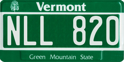 VT license plate NLL820