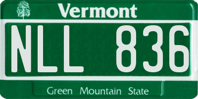 VT license plate NLL836