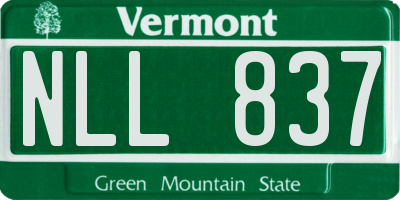VT license plate NLL837