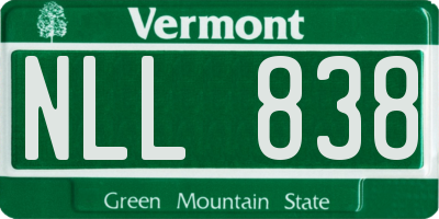 VT license plate NLL838