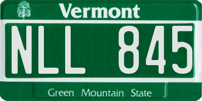 VT license plate NLL845