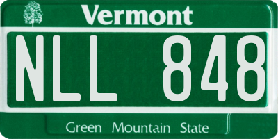 VT license plate NLL848
