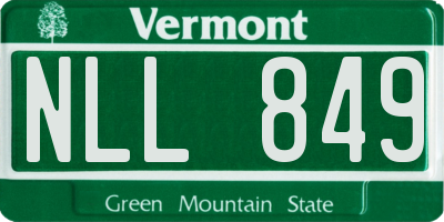 VT license plate NLL849