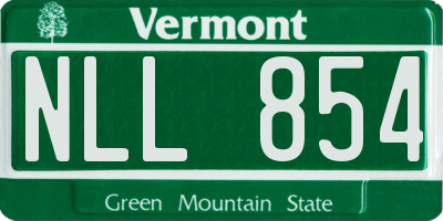 VT license plate NLL854
