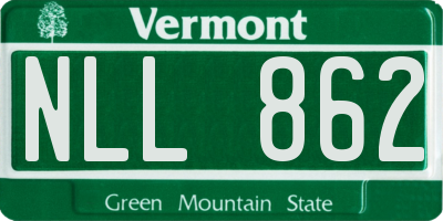 VT license plate NLL862
