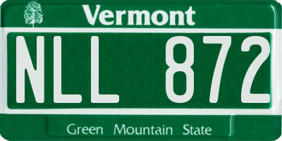 VT license plate NLL872
