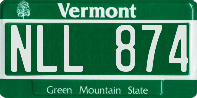 VT license plate NLL874