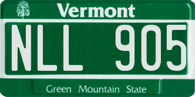 VT license plate NLL905