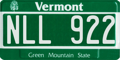 VT license plate NLL922