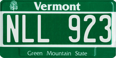 VT license plate NLL923