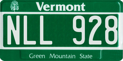 VT license plate NLL928