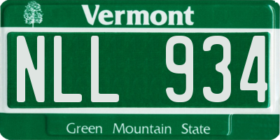 VT license plate NLL934