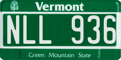 VT license plate NLL936