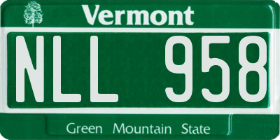 VT license plate NLL958