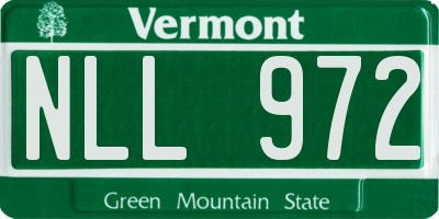 VT license plate NLL972