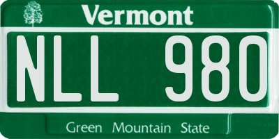 VT license plate NLL980