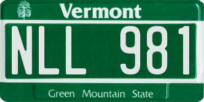 VT license plate NLL981