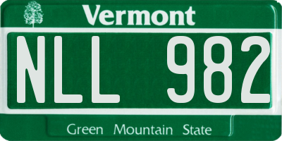 VT license plate NLL982