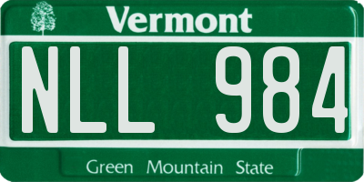 VT license plate NLL984