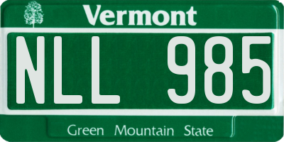 VT license plate NLL985