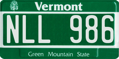 VT license plate NLL986