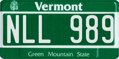 VT license plate NLL989