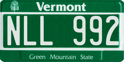 VT license plate NLL992