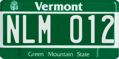 VT license plate NLM012