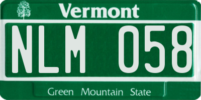 VT license plate NLM058