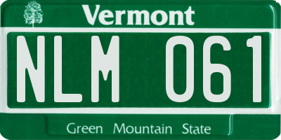 VT license plate NLM061
