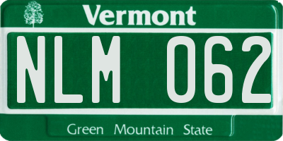 VT license plate NLM062