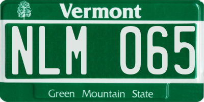 VT license plate NLM065