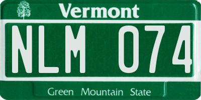 VT license plate NLM074