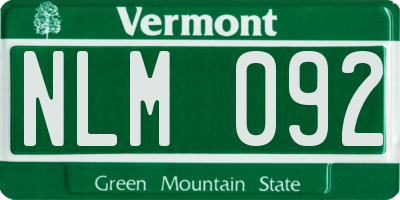 VT license plate NLM092