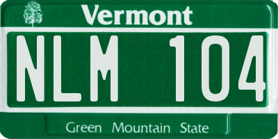 VT license plate NLM104