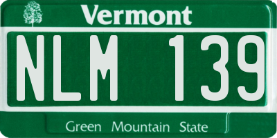 VT license plate NLM139