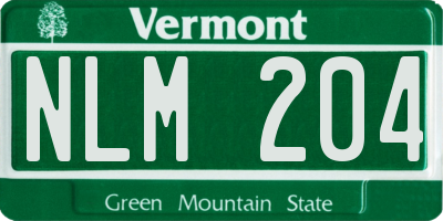 VT license plate NLM204