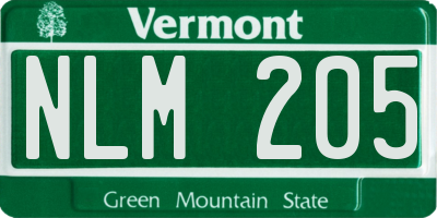 VT license plate NLM205