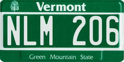VT license plate NLM206