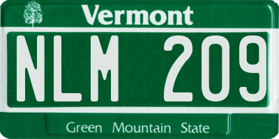 VT license plate NLM209